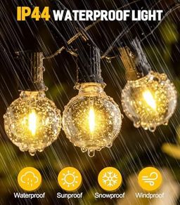 Outdoor Garden String Lights LED 150Ft G40 45M Mains Powered with Remote Control Dimmable Timer Outside Lighting Waterproof Shatterproof Bulb Hanging Fence for Gazebo Patio Pergola