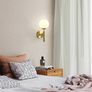 Milky Glass Globe Wall Lamp Brushed Brass Wall Light for Indoor Bedroom Bathroom Living Room Hallway, Modern Wall Mount Light Fixture for Bedside Living Room Image 3