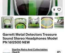 Garrett Metal Detectors Treasure Sound Stereo Headphones Model PN 1612500 NEW