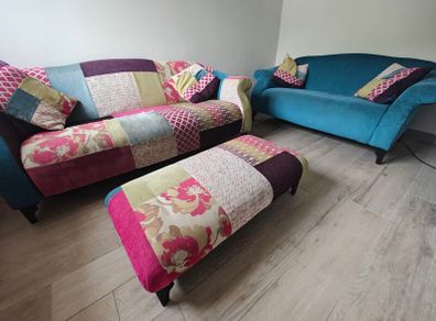 3 + 2 Seater Sofa with Matching Pouffe
