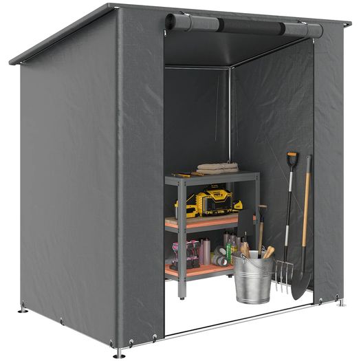 Garage Tent 190x120 cm Waterproof Storage Tent with Roll-up Zipper Door, Vent Window Dark Gray