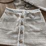 River island cream tweed winter mini skirt wool designer inspired denim mix diamond buttons M 10/12 Image 5