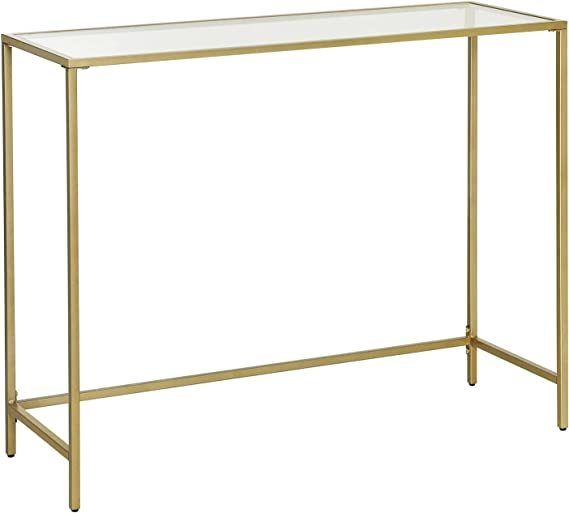 Console table tempered glass side table, console  modern coffee table, stable, easy construction, adjustable feet, living room,