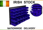30pc Plastic Wall Mounted Storage Bin Kit Garage Workshop Shed Bins Rack Blue
