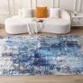 Ultra Soft, Short Pile Non-Slip Non-Shedding Abstract Carpet, Stain Resistant Faux Wool for Bedroom Dining Room (Blue 160x230CM Image 2
