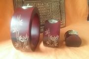 Set of Three Wooden Tea light holder