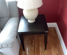 Mahogany lamp tables & porcelain lamps