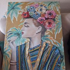 Original canvas art work depicting Frida Kahlo