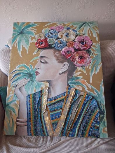 Original canvas art work depicting Frida Kahlo