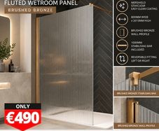 Merlyn 800 brushed bronze flutted glass
