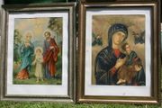 Old religious prints in original frames
