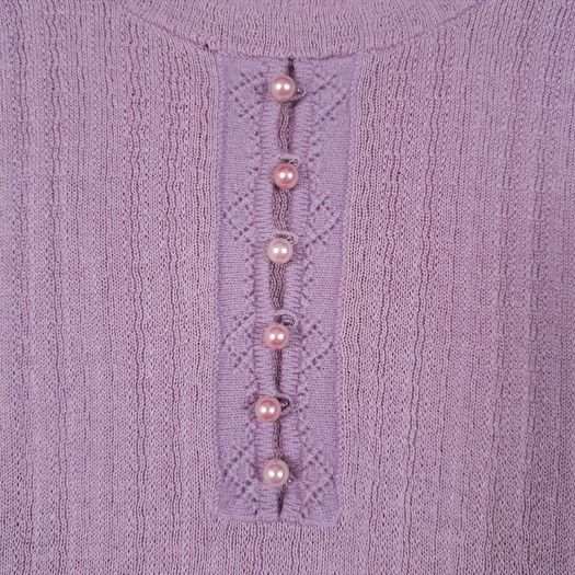 Beth Bowley Mauve Purple Knit Henley Top with Side Tie Size XS/S