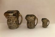 Vintage Set Of 3 Miniature Brass Toby Jugs Mugs