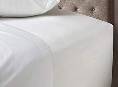 Extra Deep Fitted Sheet King Size White 100% Cotton 200 Thread Count 200 TC Percale 40cm/16 Inches
