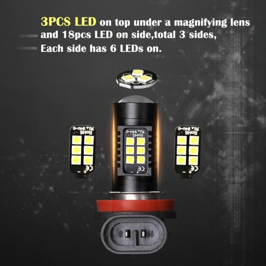 2Pcs H8 H11 Led HB4 9006 HB3 9005 Fog Lights Bulb 3030SMD 1200LM 6000K White Car Driving Running Lamp Auto Leds Light 12V 24V