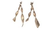 Vintage 925 Sterling Silver Twisted Leaf Stud Earrings