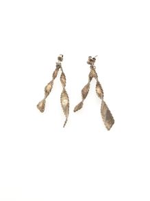 Vintage 925 Sterling Silver Twisted Leaf Stud Earrings