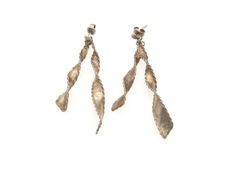 Vintage 925 Sterling Silver Twisted Leaf Stud Earrings