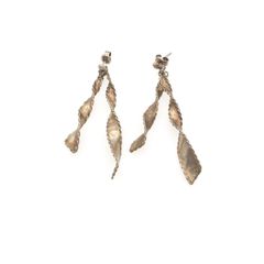 Vintage 925 Sterling Silver Twisted Leaf Stud Earrings
