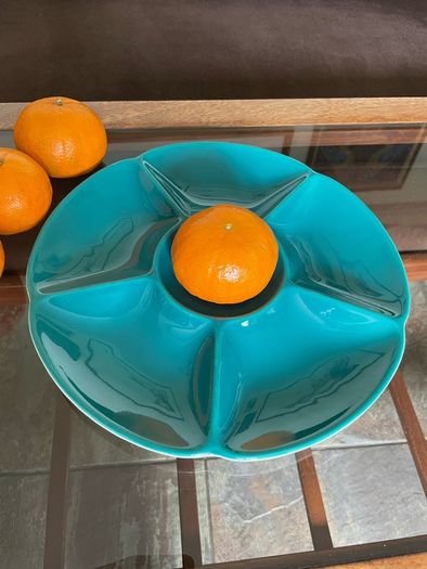 Confetti Serving Dish Teal Green by  Aluminia Royal Copenhagen Denmark 1950s