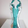 Murano Turquoise and Clear Glass Vase "The Lovers" Image 4