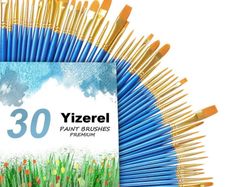 3 Pack Paint Brush Set, 30 pcs Nylon Hair Brushes for Acrylic Oil Watercolor Painting Artist Professional Painting Kits (FREE POSTAGE)