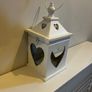 Upcycled Rustic Heart Lantern White Farmhouse Candle Lantern Wedding Decor Memorial Gift Image 6