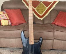 Vintage 1986 Epiphone Accu Bass with Rare 'Hockey Stick' Headstock