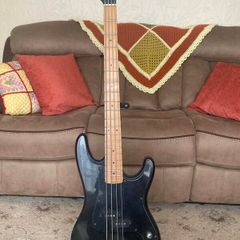 Vintage 1986 Epiphone Accu Bass with Rare 'Hockey Stick' Headstock