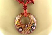 Vintage Red Coral Necklace with Murano glass pendant: Beaded  Necklace