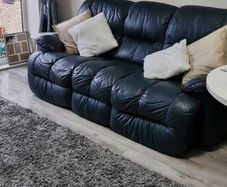 3 seater navy blue leather sofa