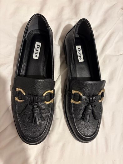 Dune London Black Leather Loafers - Size UK 5