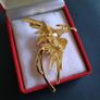 Vintage Style Rainbow Enamel & Crystal Phoenix Bird Of Paradise Brooch Badge Pin Image 6