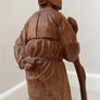 Vintage Wooden hand Carved Asian Figurine old Korean woman with a stick Image 5