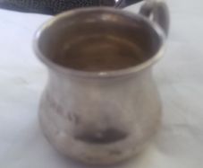 a sterling solid silver christening  cup