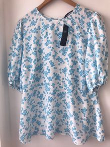 M&S Collection blue white mix top size 14 New with tags