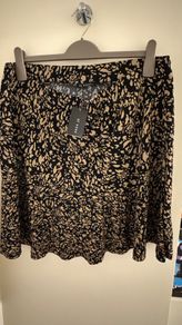 Et Vous Black and Light Brown Leopard Print Frilly Skirt