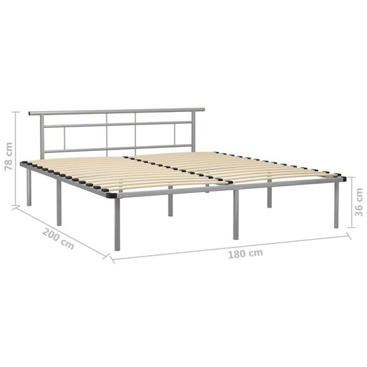 Bed Frame Grey Metal 180x200 cm