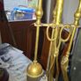 A Vintage Brass Fireplace Companion set, a Brush, Tongs, Shovel and Poker suspended on a stand, Postage available or Collection Image 4