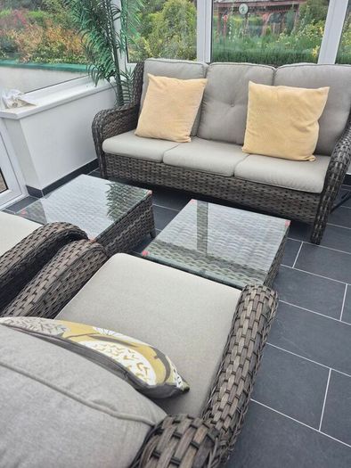 5Pce Grey Rattan Garden Set