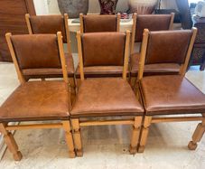 6 x Gorgeous Genuine Leather Padded Kitchen Dining Chairs- Can Deliver