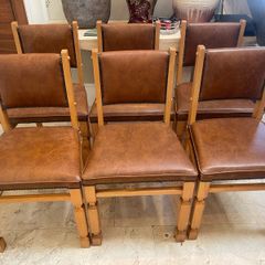 6 x Gorgeous Genuine Leather Padded Kitchen Dining Chairs- Can Deliver