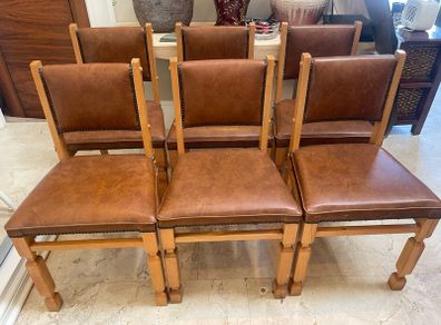 6 x Gorgeous Genuine Leather Padded Kitchen Dining Chairs- Can Deliver