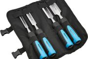 4 Piece Sturdy Chrome Vanadium Steel Woodworking Wood Chisel Set (13mm - 32mm), Plastic Handles with Carry Pouch