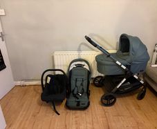 Baby Elegance Green Drift Stroller. Less than 18 months old, only selling as we are changing to a double buggy. This set comes without the car seat base, rain cover and sheet off the bassinet mattress as it was soiled, but we used a baby cot sheet and it 