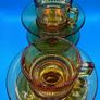 1970s amber coffee cups and saucers set of 8 Image 3