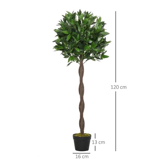 Set of 2 120cm/4FT Artificial Bay Laurel Topiary Trees with Pot Fake Indoor Outdoor Greenery Plant Home Decor Green