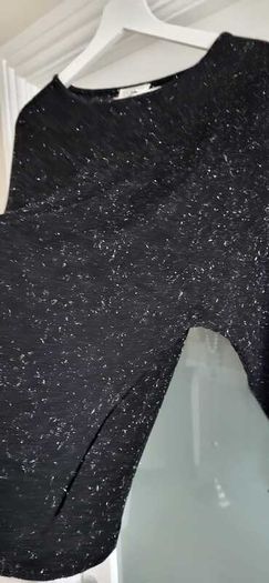 MONSOON Black Silver Metallic Long Sleeve Sz S (Fit 8-10UK)