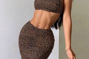 Animal print Halter Top And Skirt Set, size 10