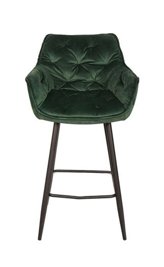Capri Bottle Green Velvet Arm Stool Luxe Loft Kitchen Bar Chair